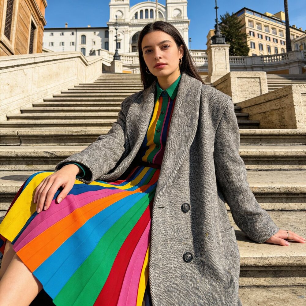 🩶 Vintage Noble Fashions Herringbone Wool Coat | XL 🩶